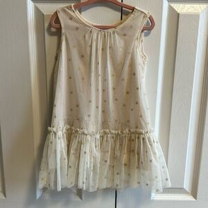 Zara Girls Ivory Tank Tulle Dress with Gold Stars- Size 3/4